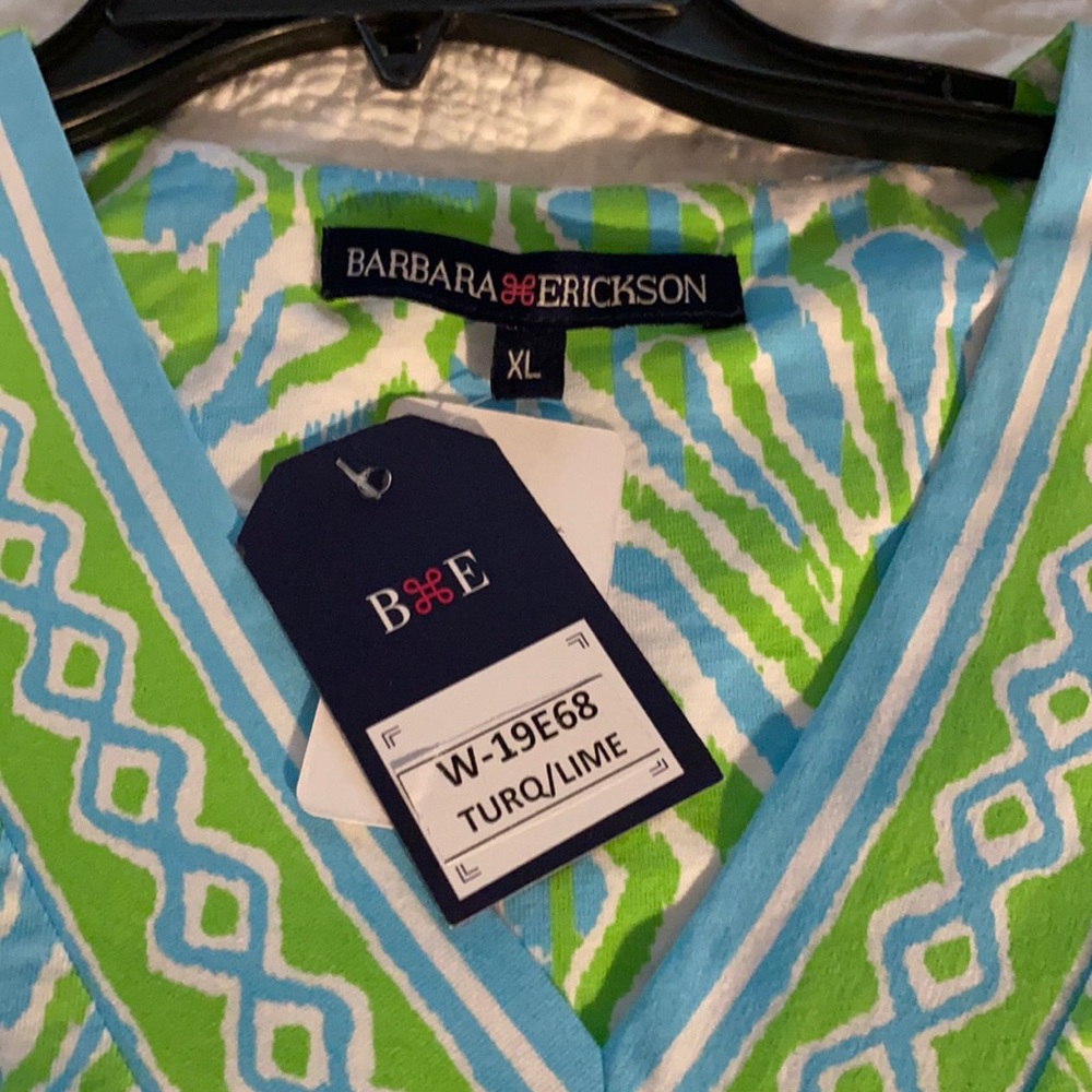 Barbara Erickson dress turquoise and green